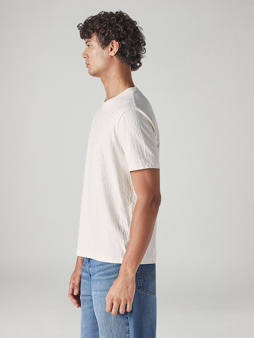 Men's Textured Regular Fit Pique T-Shirt - Side View