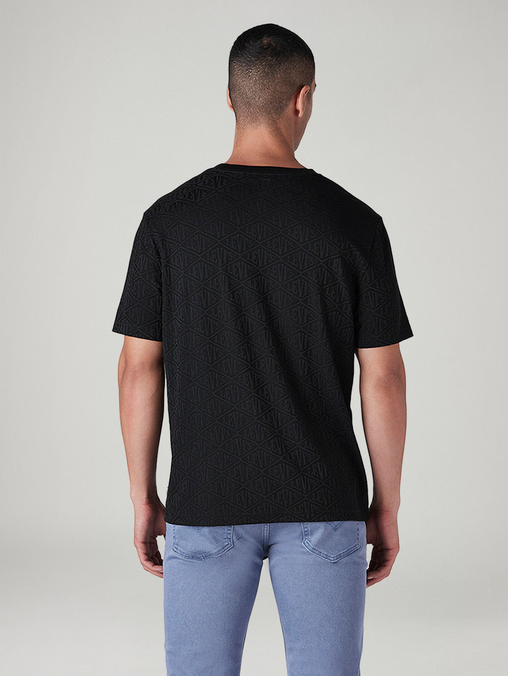 Men's Textured Regular Fit T-Shirt - Back View