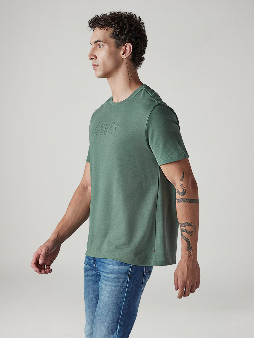Men's Logo Regular Fit Interlock T-Shirt - Side View