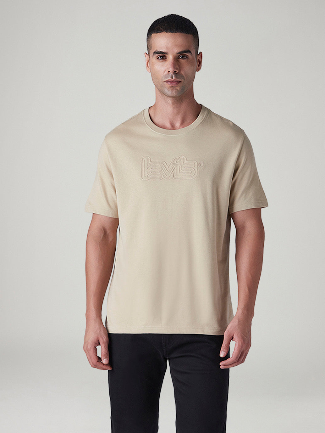 Men's Embroidered Regular Fit T-Shirt - Front View