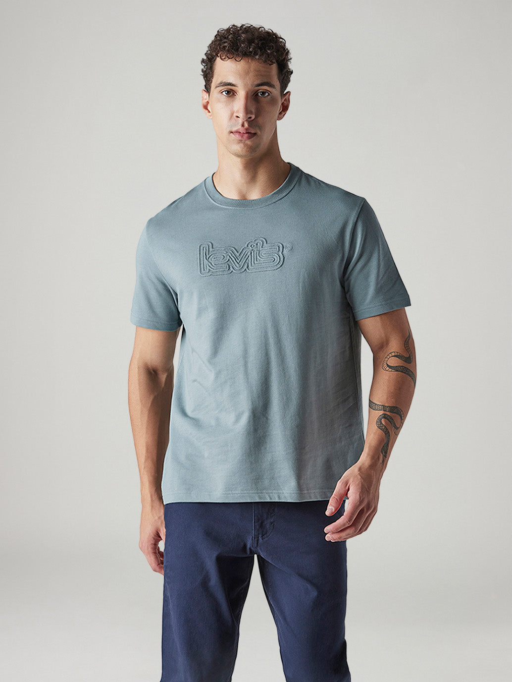 Men's Embroidered Regular Fit T-Shirt - Front View
