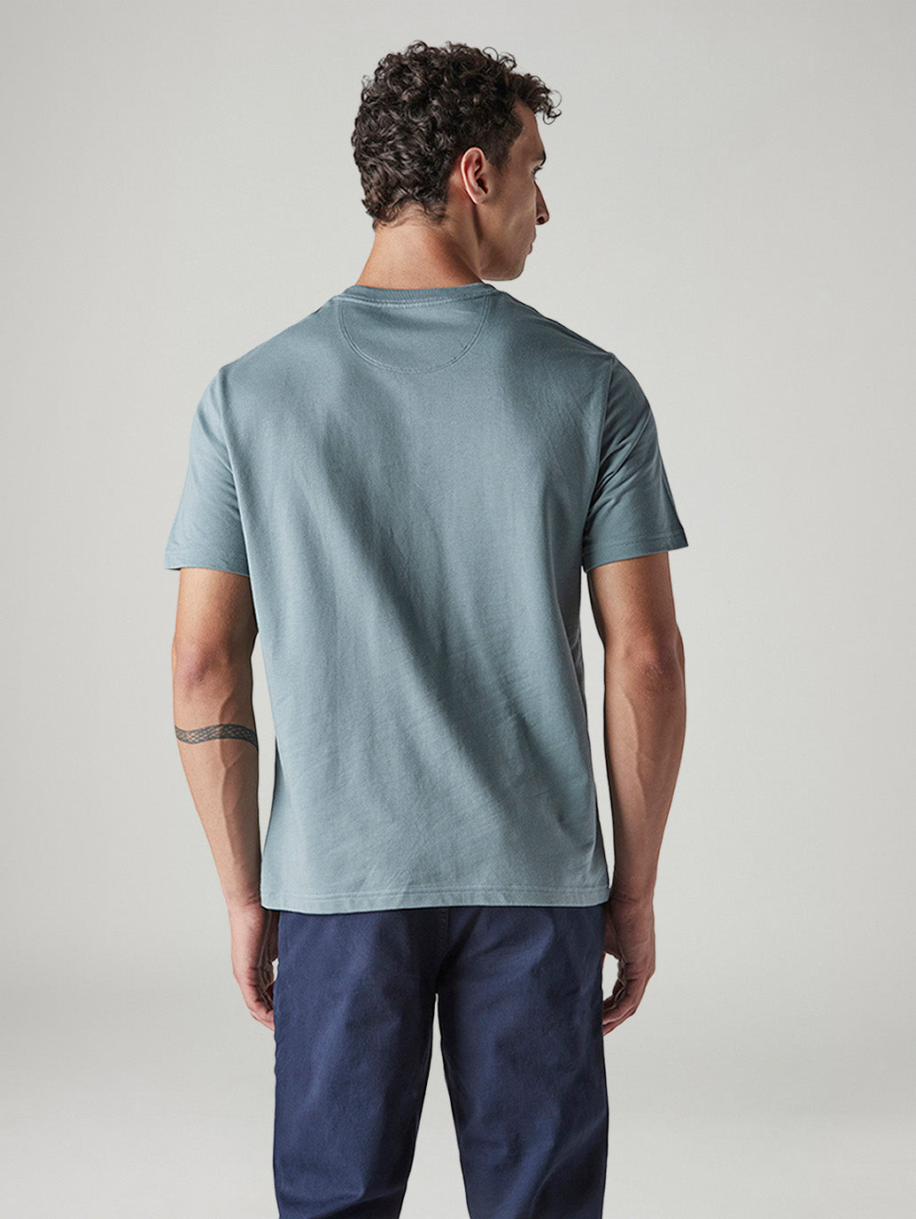 Men's Embroidered Regular Fit T-Shirt - Back View