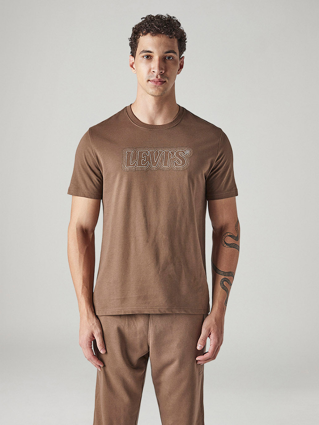 Men's Embroidered Regular Fit T-Shirt - Front View
