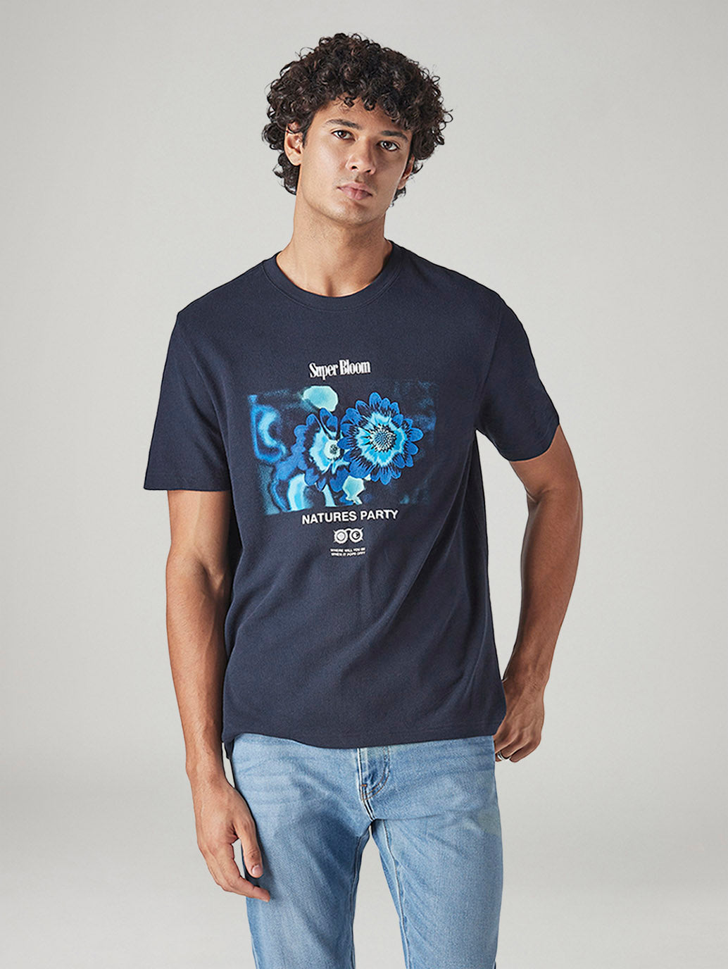 Men's Graphic Print Regular Fit Textured T-Shirt - Styleshot View