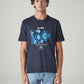Men's Graphic Print Regular Fit Textured T-Shirt - Front View