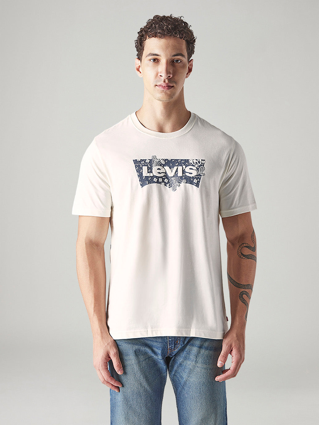 Men's Logo Printed Regular Fit Jersey T-Shirt - Front View