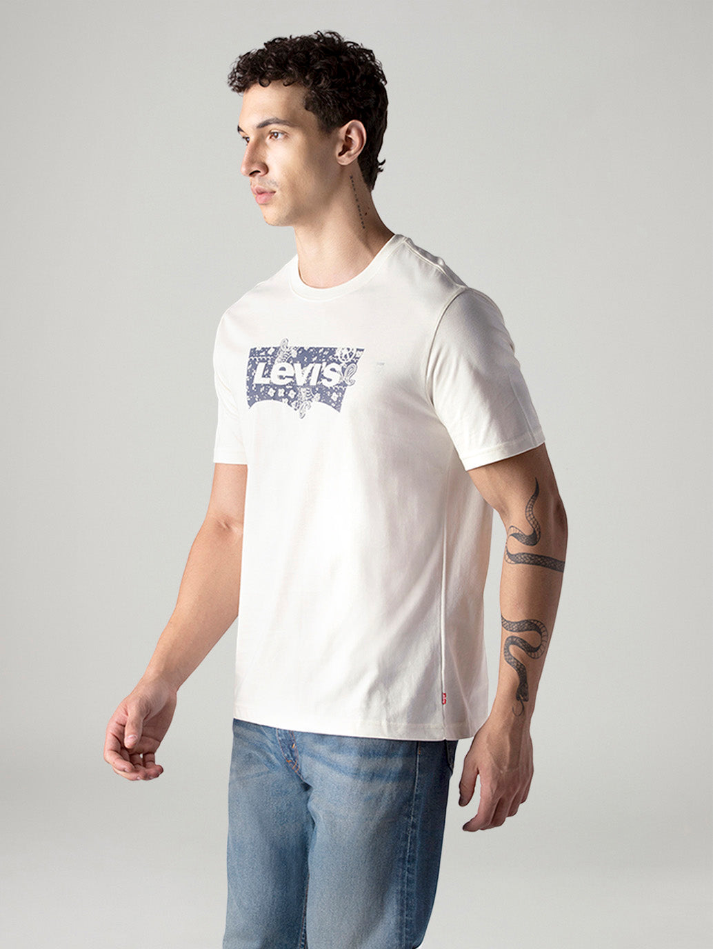 Men's Logo Printed Regular Fit Jersey T-Shirt - Side View