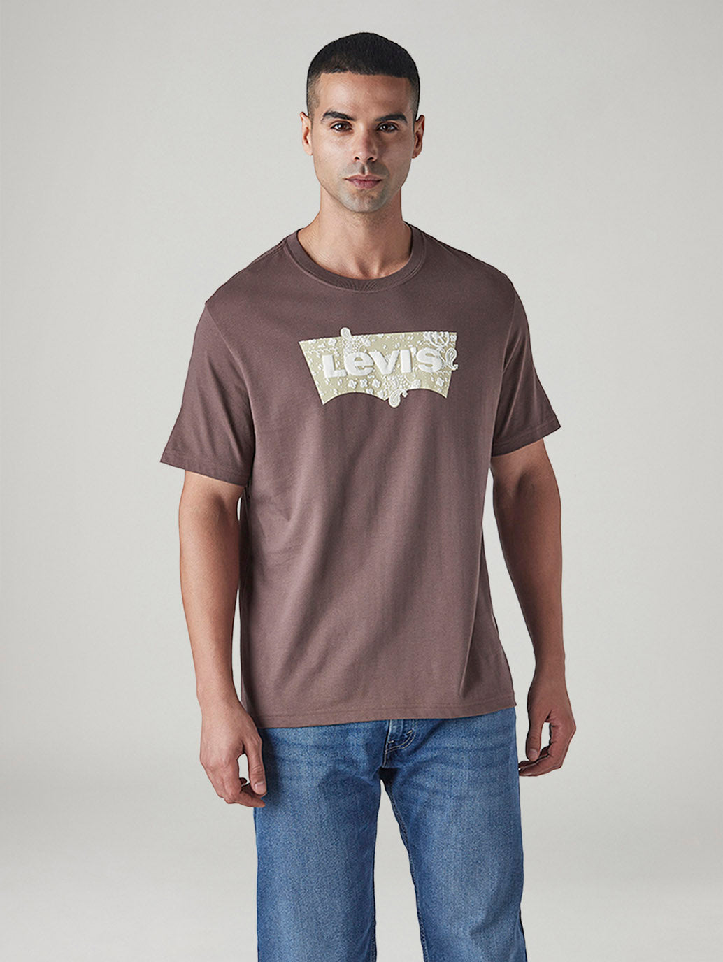 Men's Logo Printed Regular Fit Jersey T-Shirt - Front View