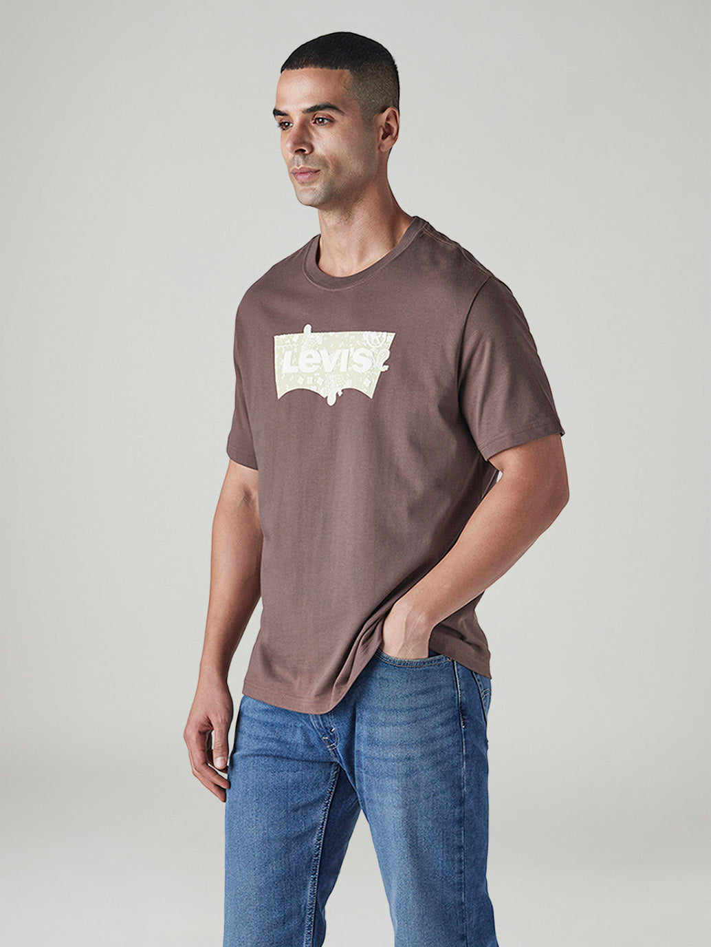 Men's Logo Printed Regular Fit Jersey T-Shirt - Side View