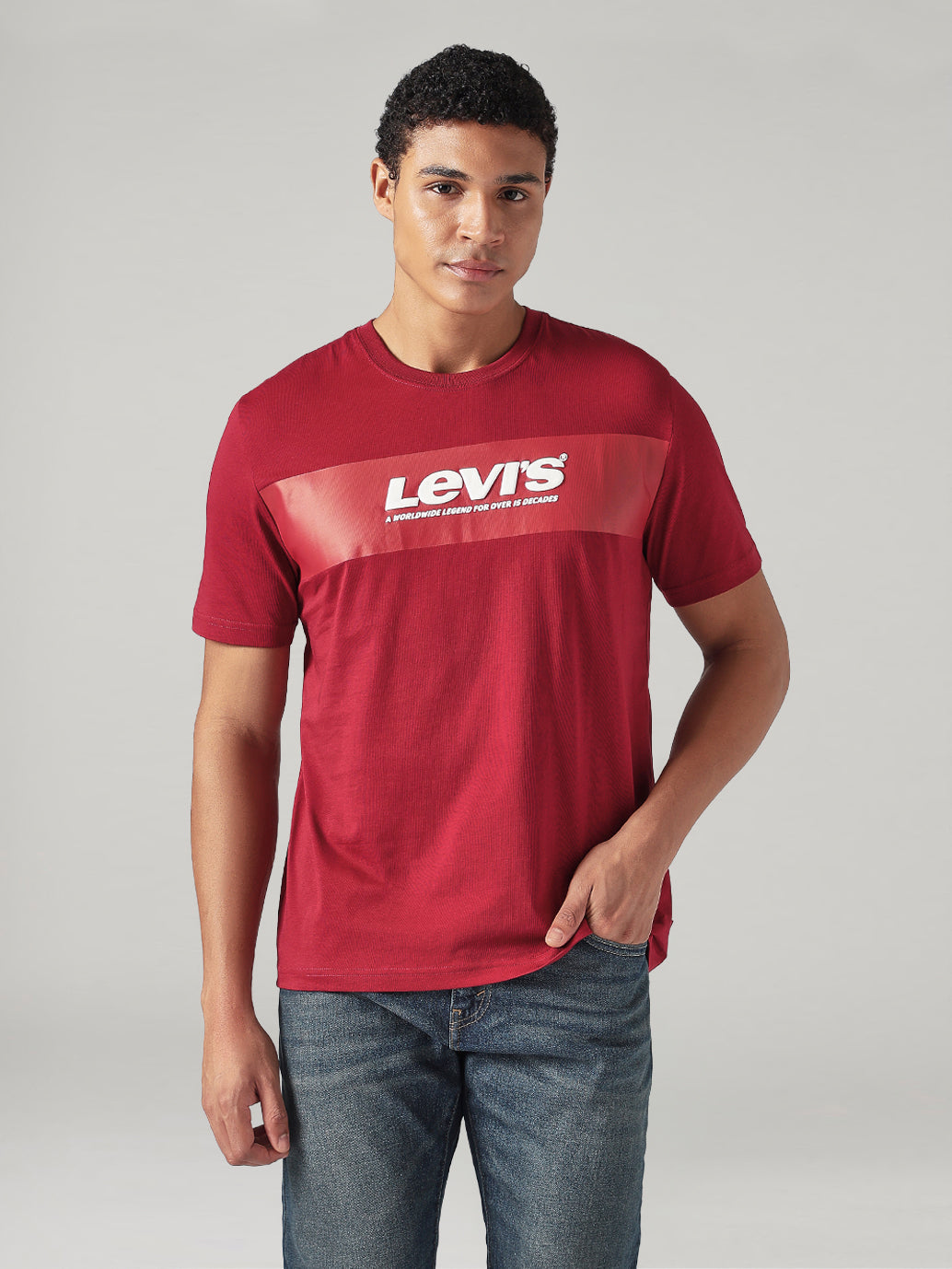 Men's Solid Regular Fit Jersey T-Shirt - Front View