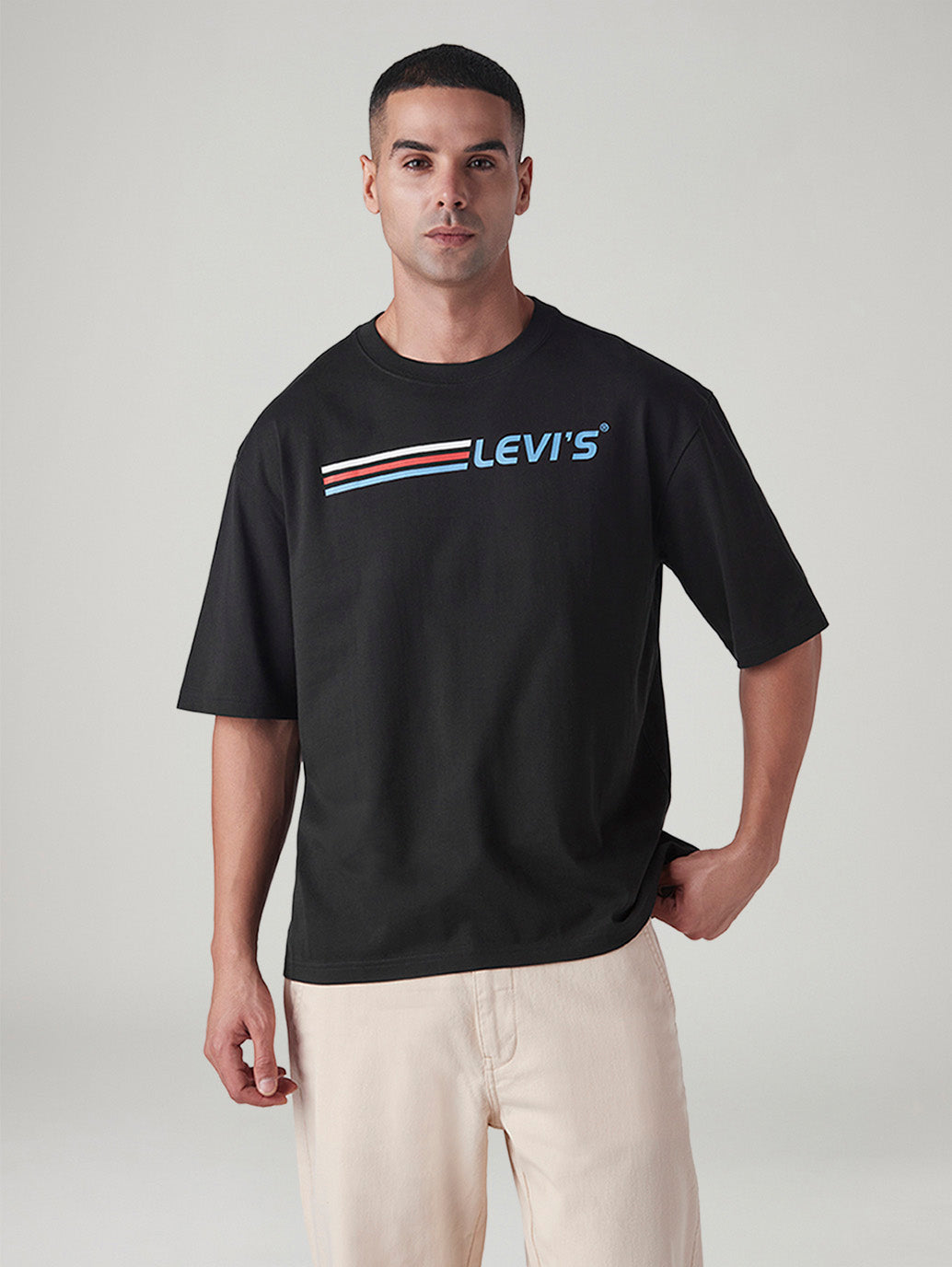 Men's Logo Printed Regular Fit T-Shirt - Front View