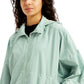 Women's Solid Light-Blue Hooded Windcheater Jacket - Detail View