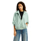 Women's Solid Light-Blue Hooded Windcheater Jacket - Styleshot View
