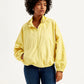 Women's Solid Yellow Hooded Windcheater Jacket - Front View