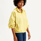 Women's Solid Yellow Hooded Windcheater Jacket - Side View