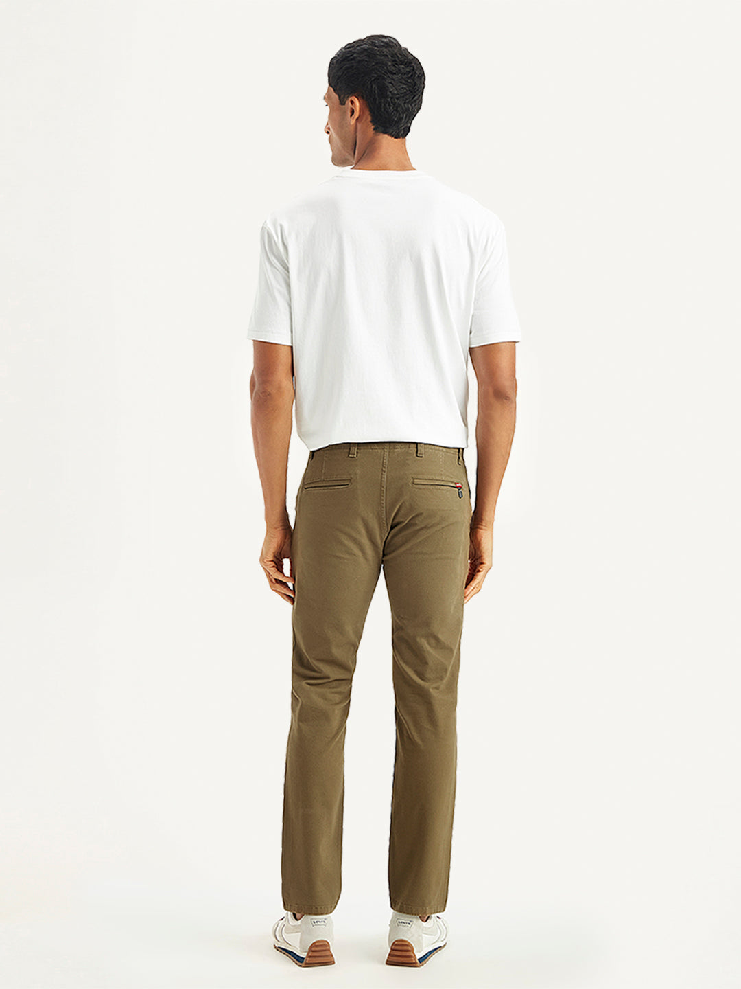 Men's Brown Slim Fit Chinos - Back View