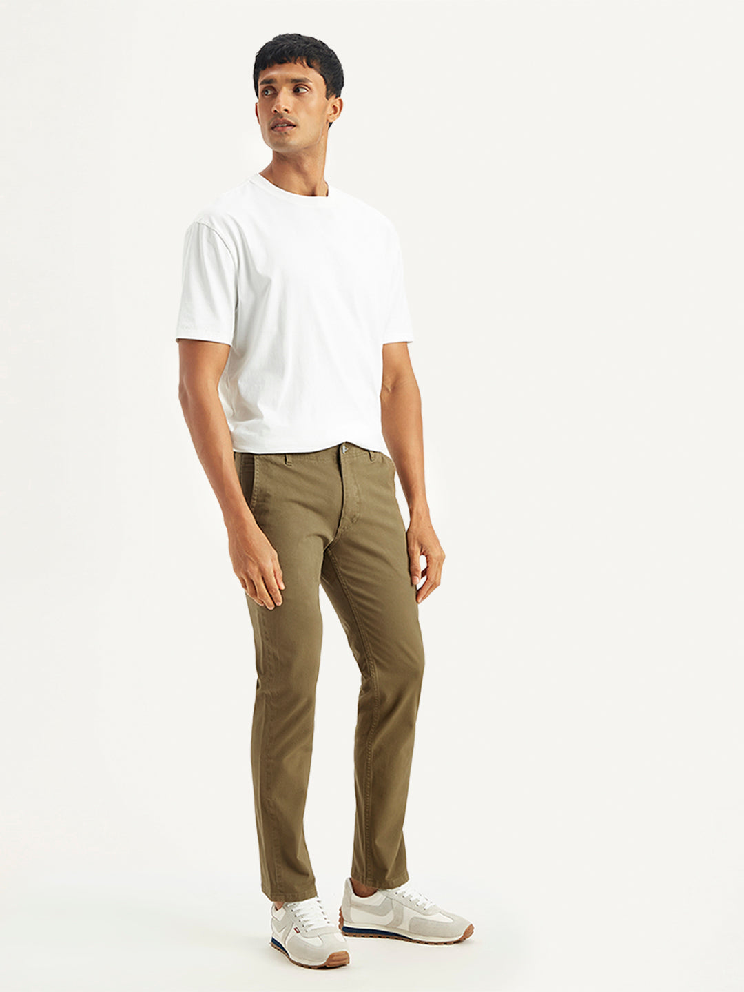 Men's Brown Slim Fit Chinos - Side View