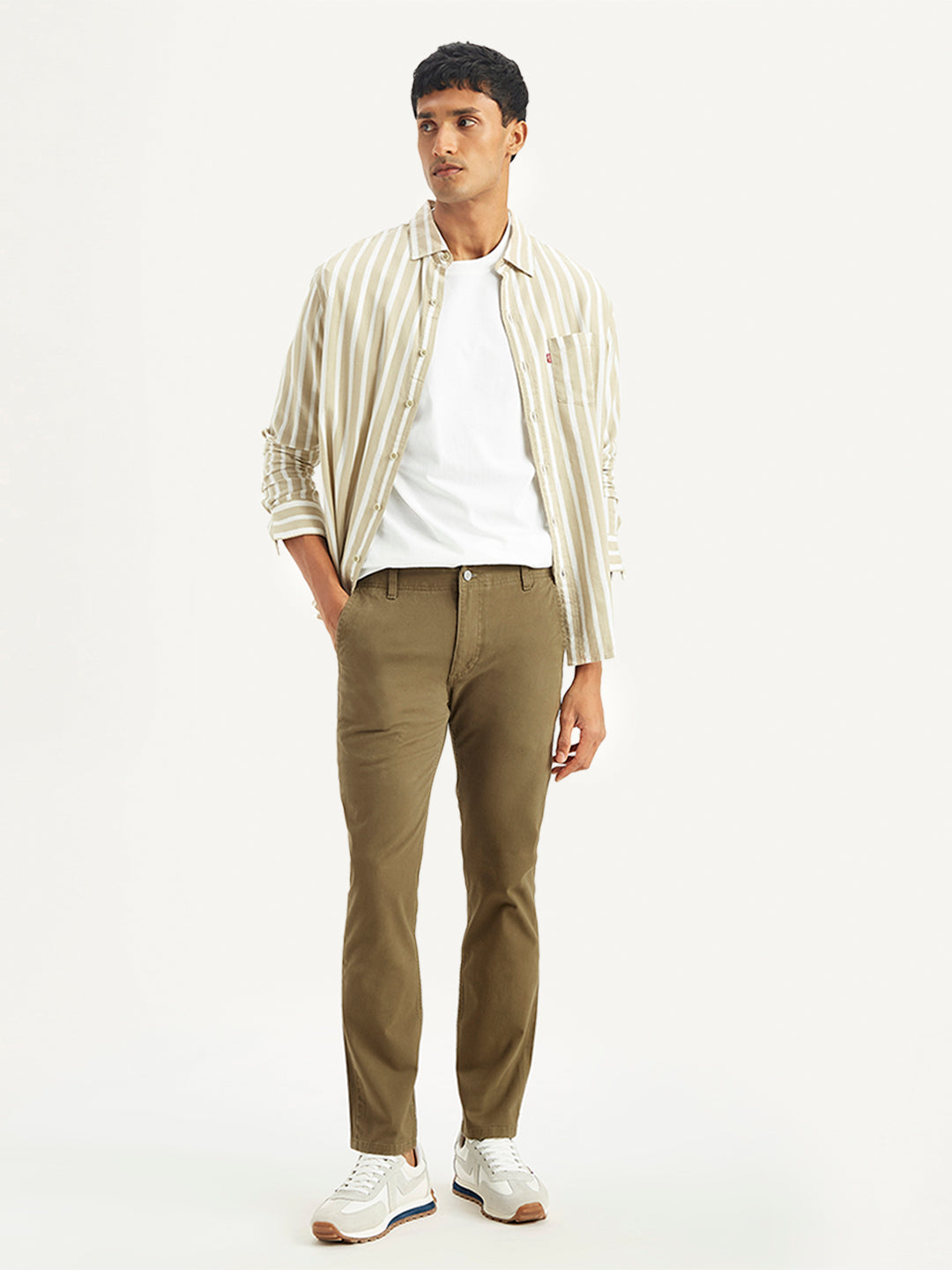 Men's Brown Slim Fit Chinos - Styleshot View