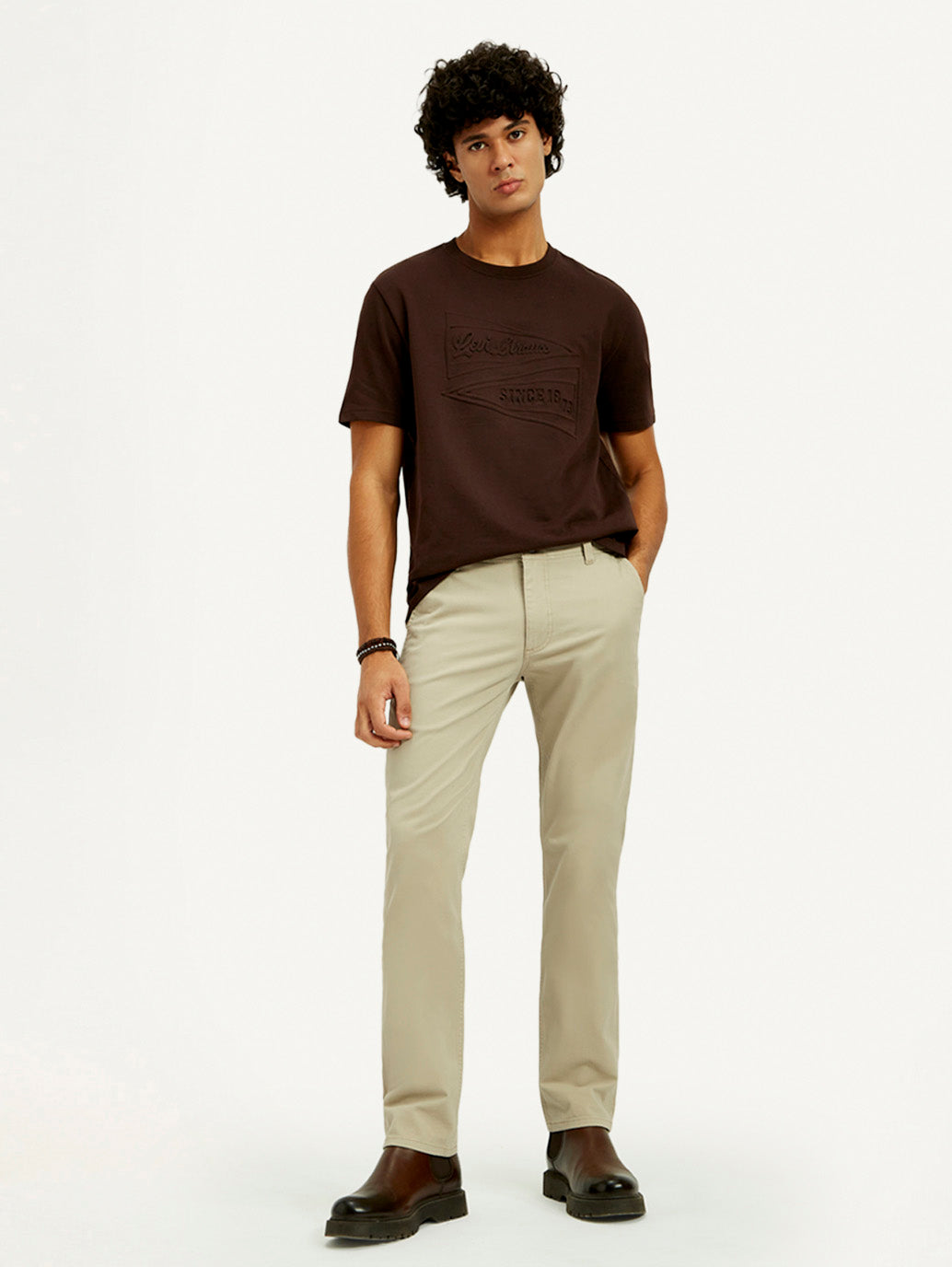 Men's 511 Beige Slim Fit Mid Rise Chinos
