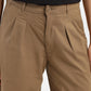 Women's High Rise Tan Wide Leg Trousers - FrontDetails View
