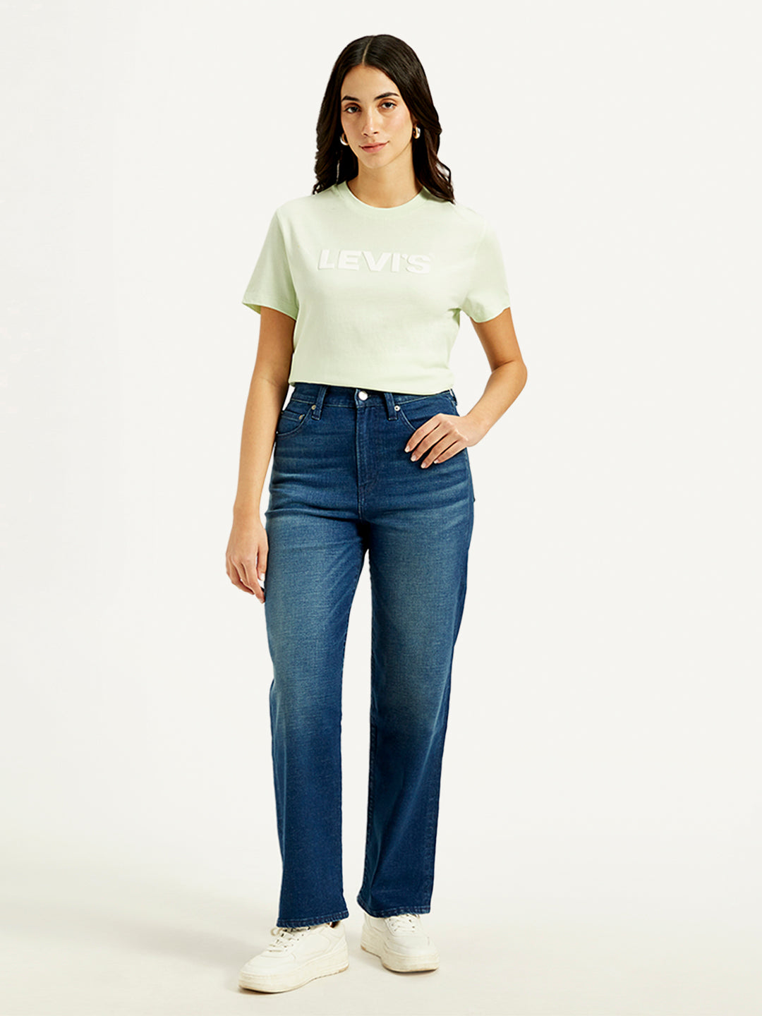 Women's Blue Ribcage Straight Fit High Rise Jeans - 20 View
