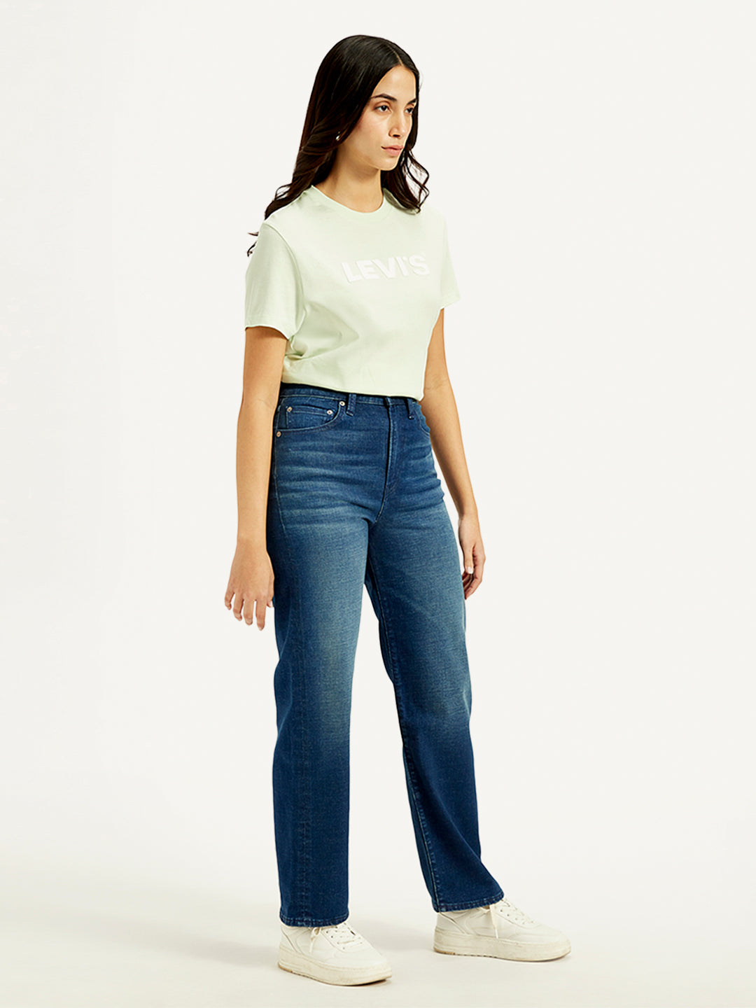 Women's Blue Ribcage Straight Fit High Rise Jeans - 20 View