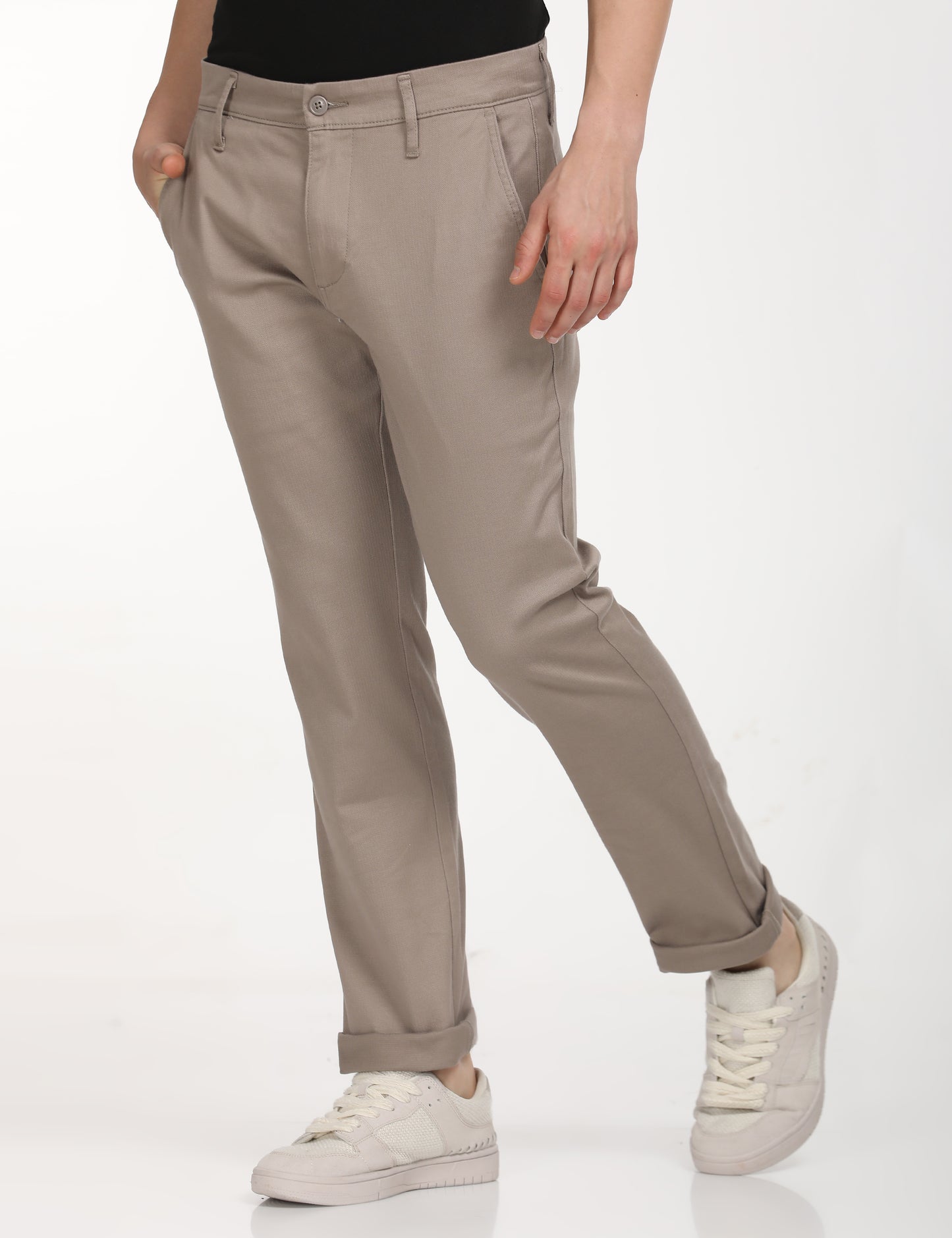 Men's Beige Slim Fit Chinos - RightSide View
