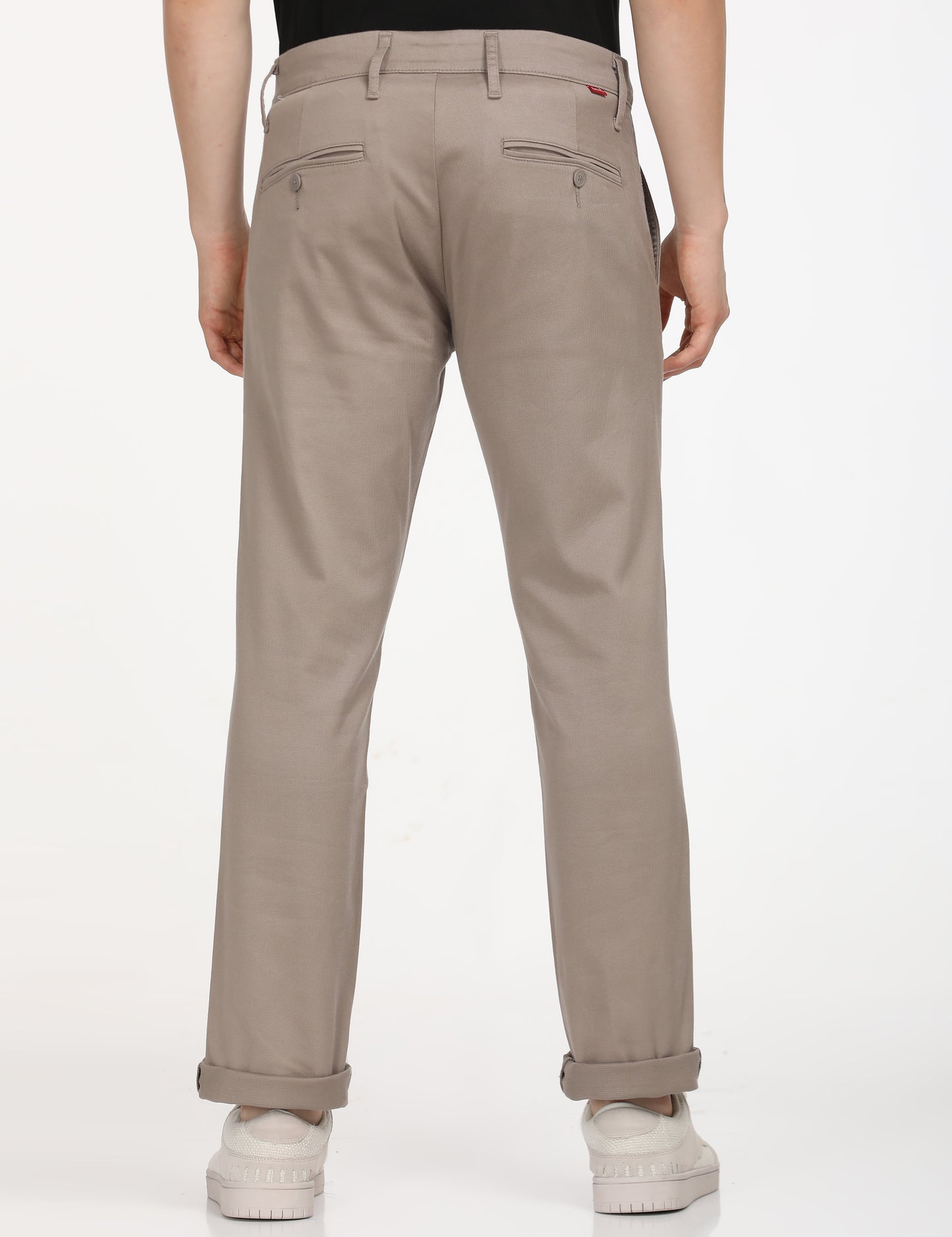 Men's Beige Slim Fit Chinos - Back View