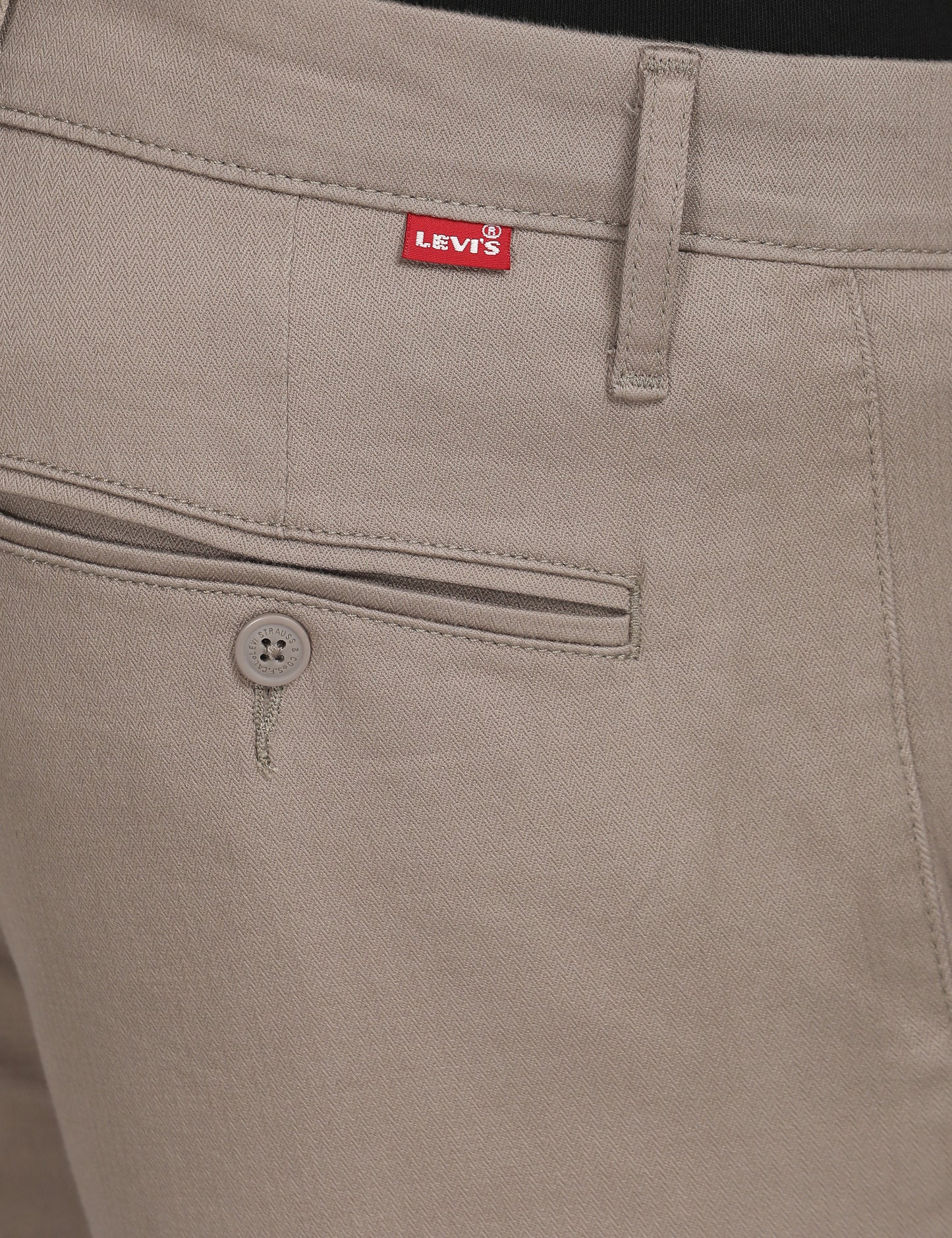 Men's Beige Slim Fit Chinos - deatil View