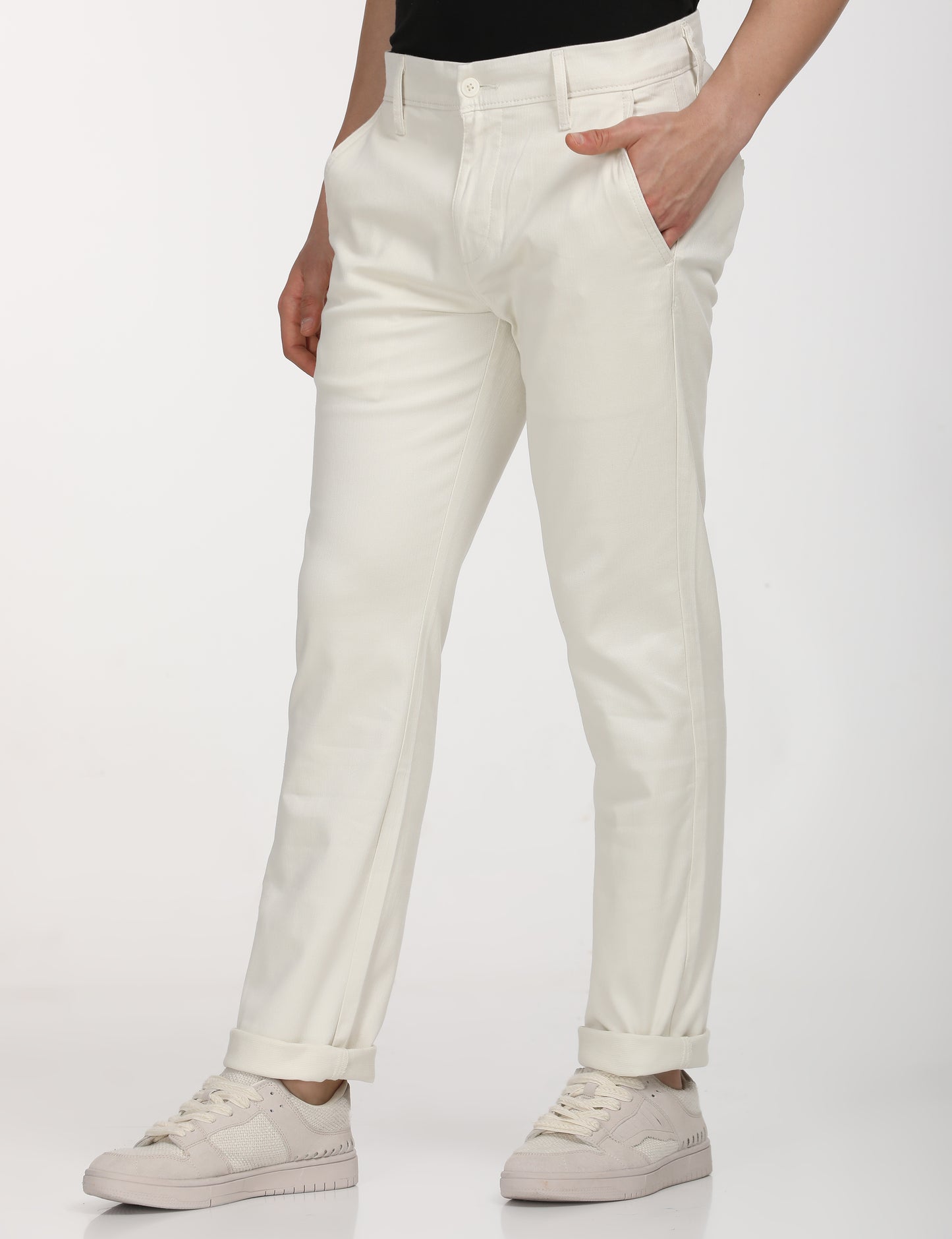 Men's White Slim Fit Chinos - RightSide View
