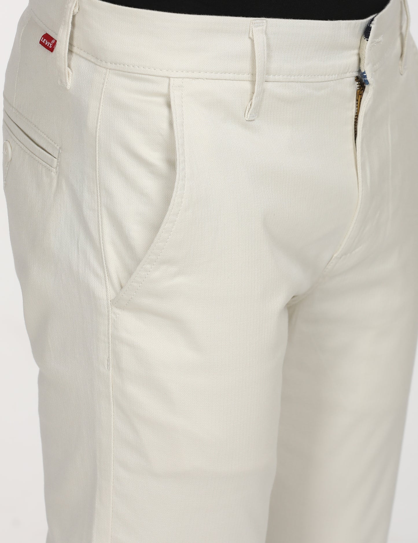 Men's White Slim Fit Chinos - deatil View