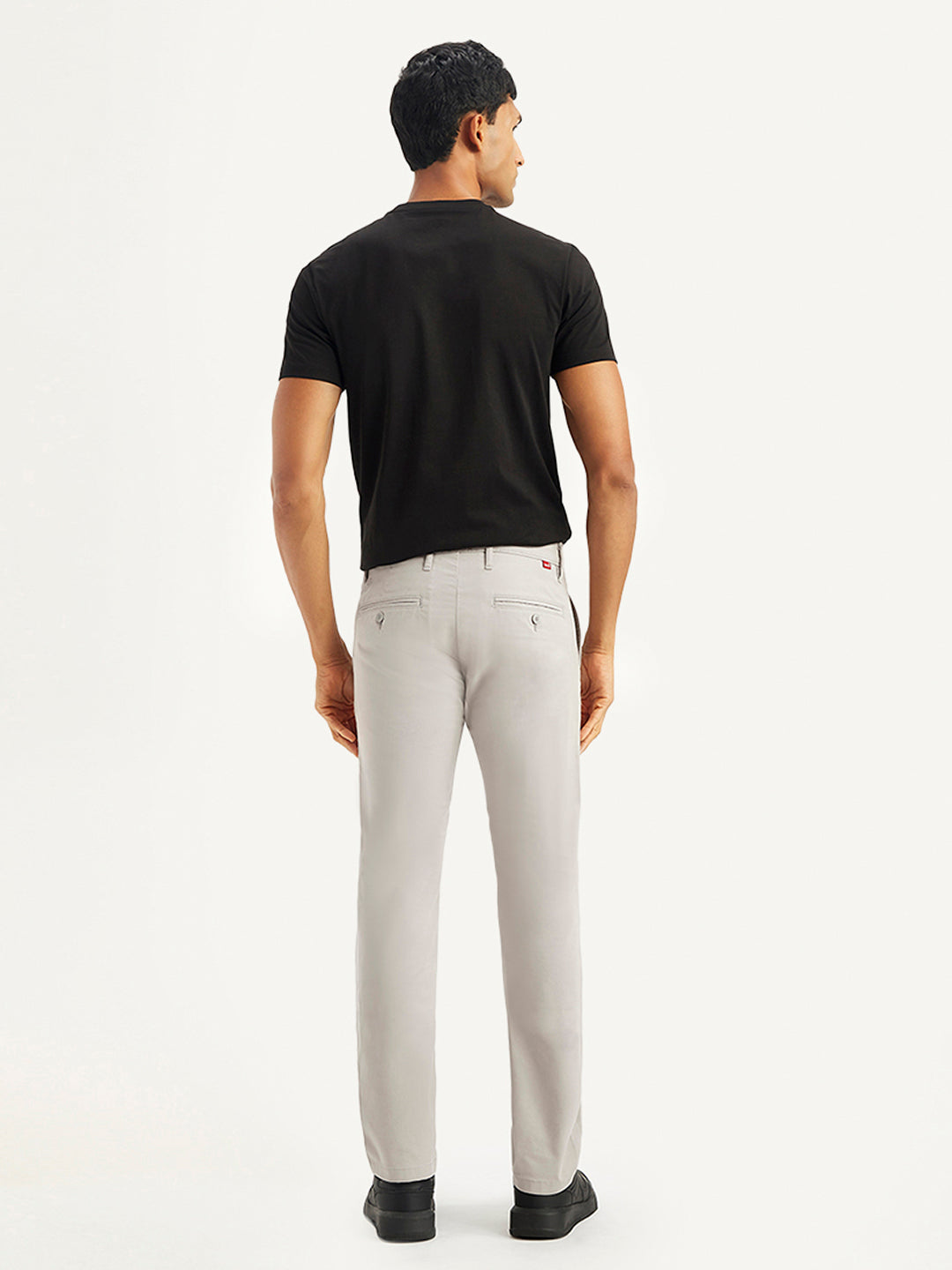Men's Grey Slim Fit Chinos - Back View
