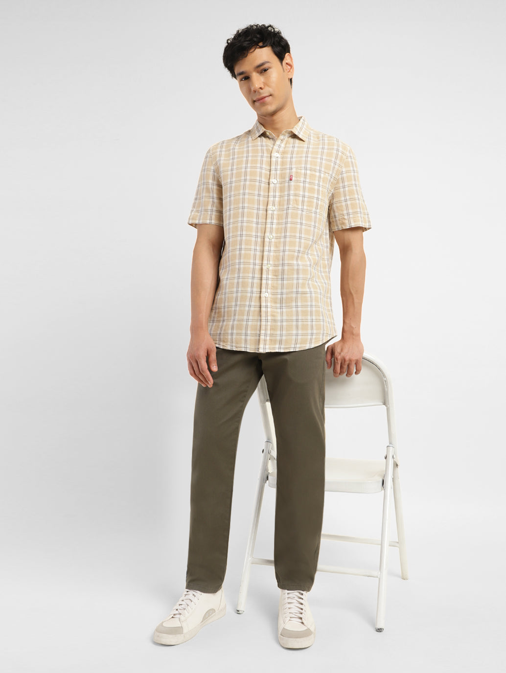 Men's Green Loose Fit Chinos - StyleShot View