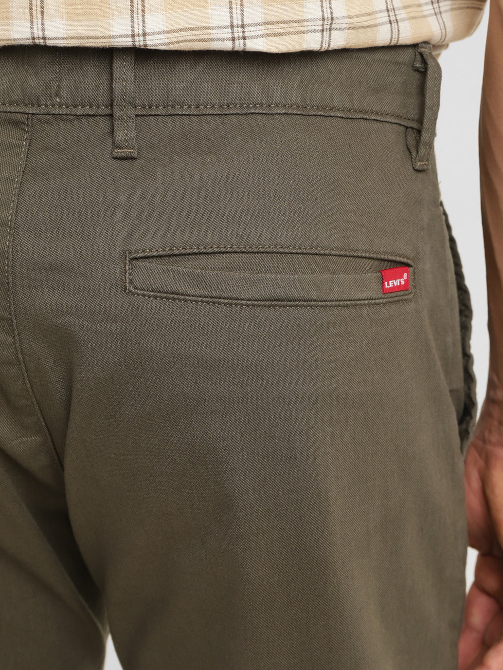 Men's Green Loose Fit Chinos - BackDetails View