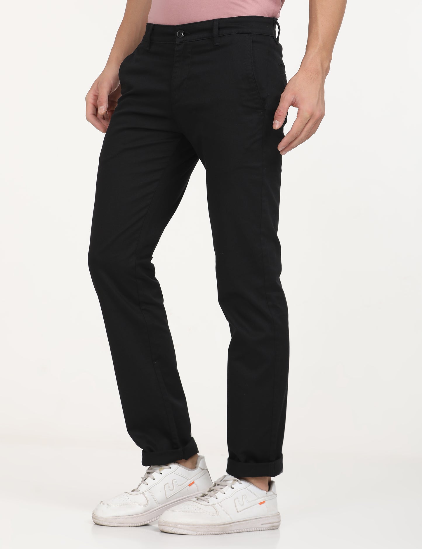 Men's Black Slim Fit Chinos - RightSide View