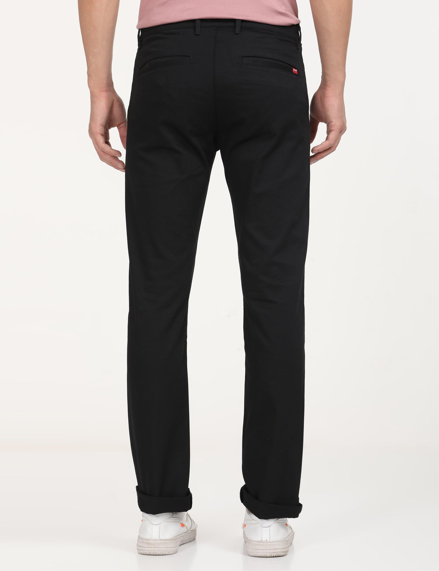 Men's Black Slim Fit Chinos - Back View