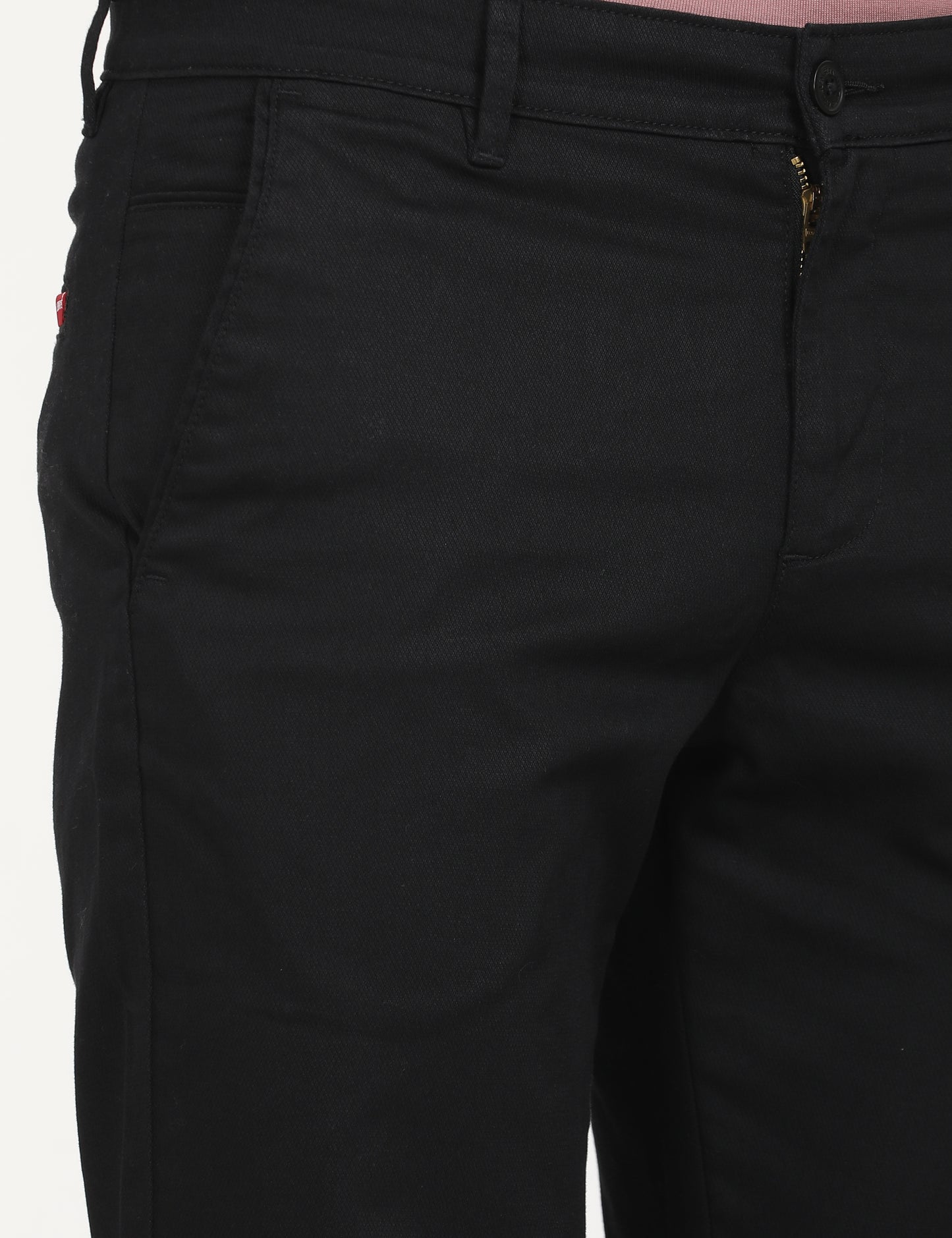 Men's Black Slim Fit Chinos - deatil View