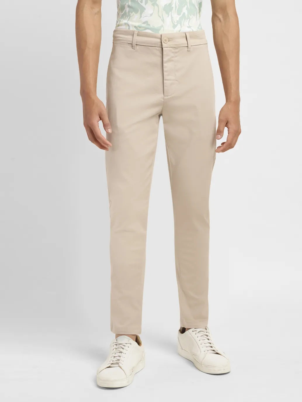Men's Beige Slim Fit Chinos - 41788db1-0eec-4ff2-804d-fa2a096eabd5 View