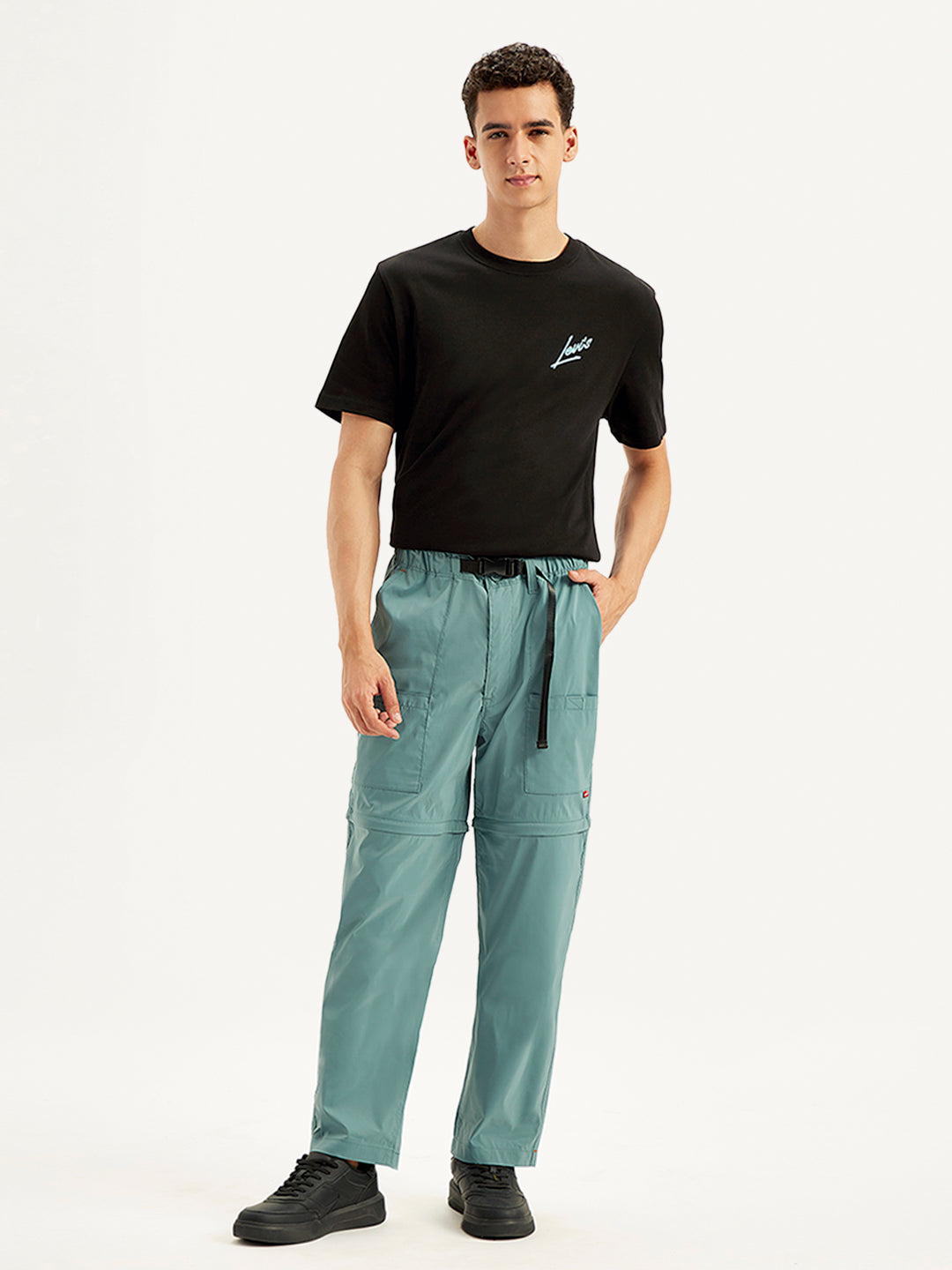 Men's Blue Cargo Fit Trousers - Front View
