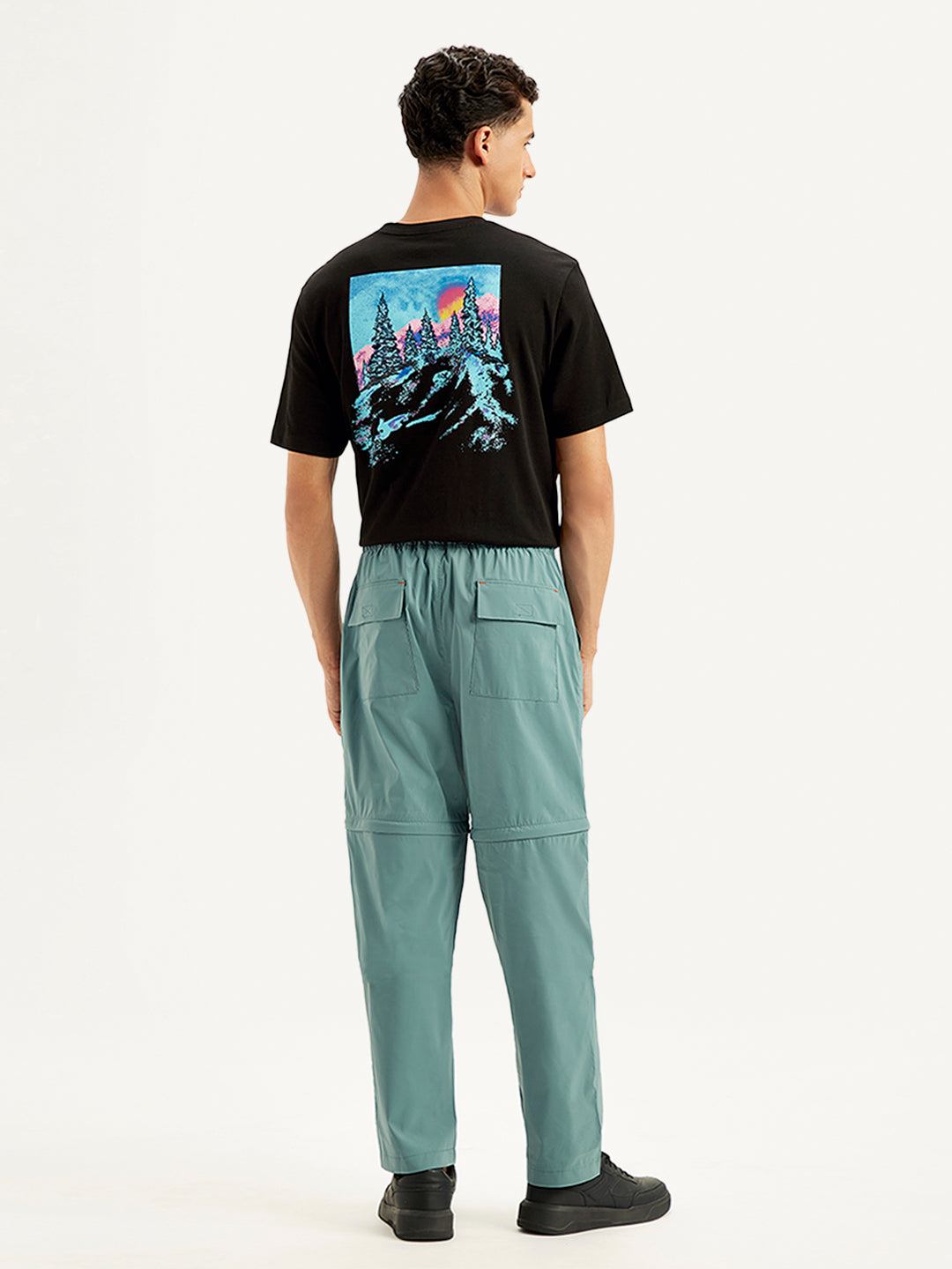Men's Blue Cargo Fit Trousers - Back View