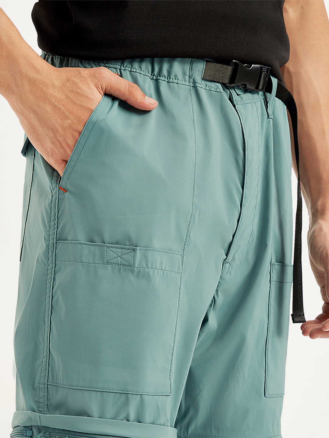 Men's Blue Cargo Fit Trousers - Detail View