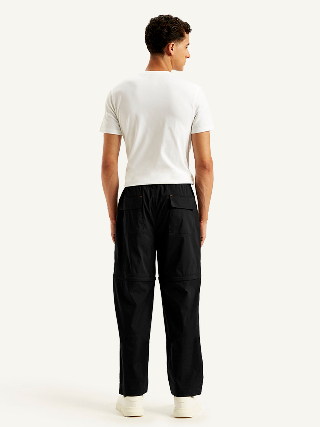 Men's Black Cargo Fit Trousers - Back View