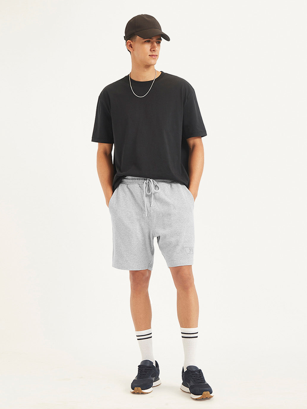 Men's Light Grey Regular Fit Shorts