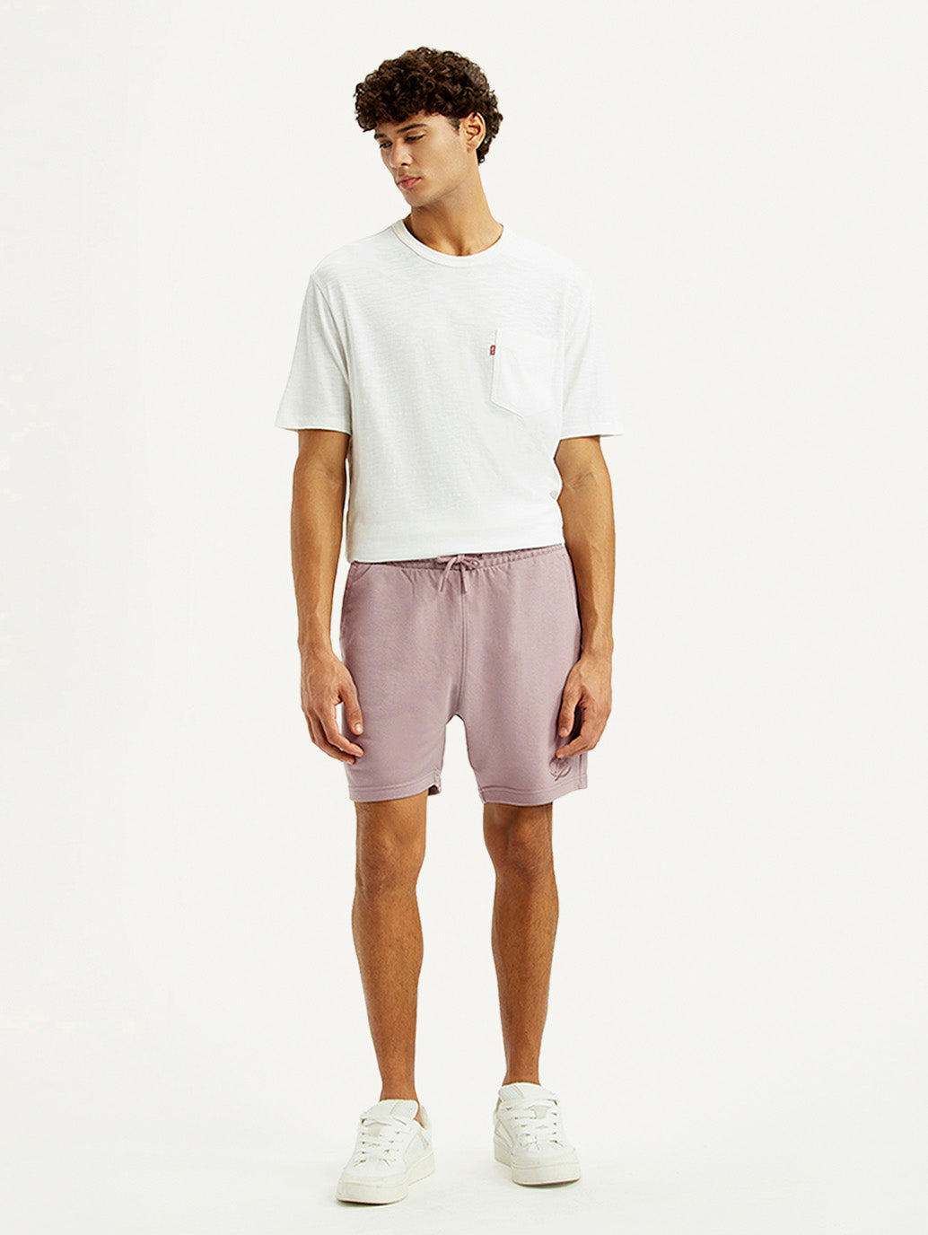Men's Light Pink Regular Fit Shorts - Front View