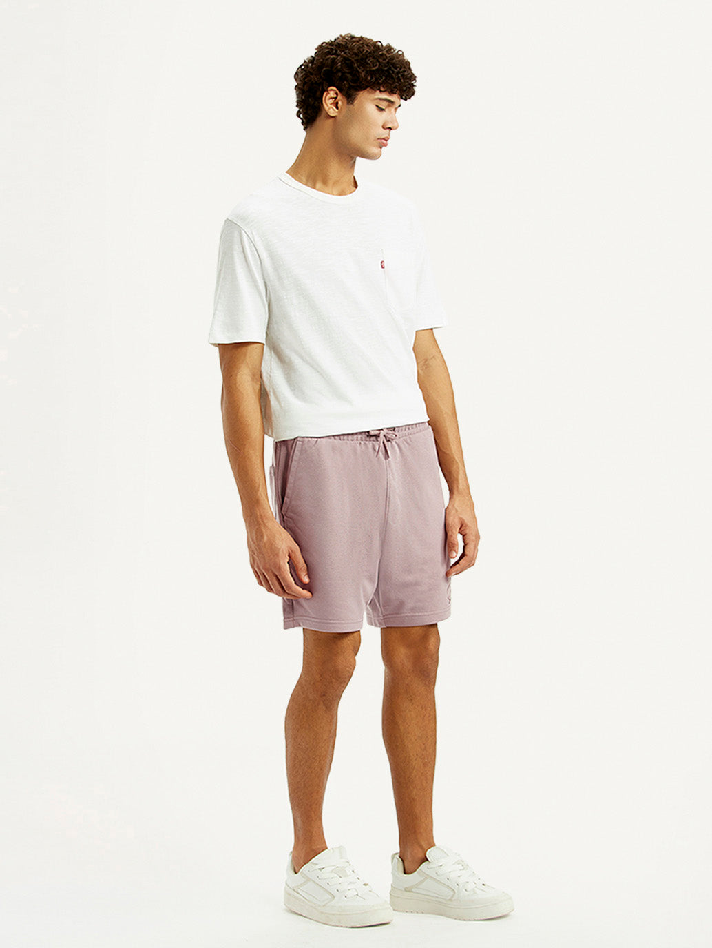 Men's Light Pink Regular Fit Shorts - Side View
