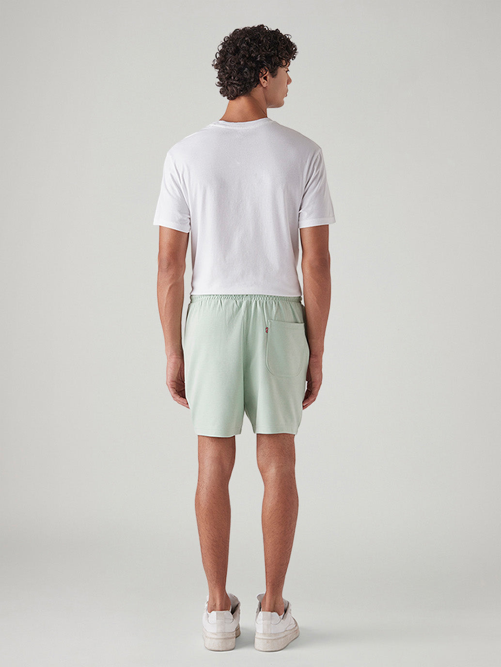 Men's Light Green Regular Fit Mid Rise Shorts - Back View