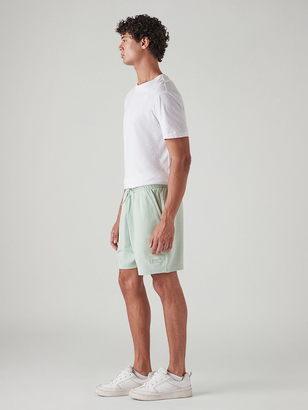 Men's Light Green Regular Fit Mid Rise Shorts - Side View