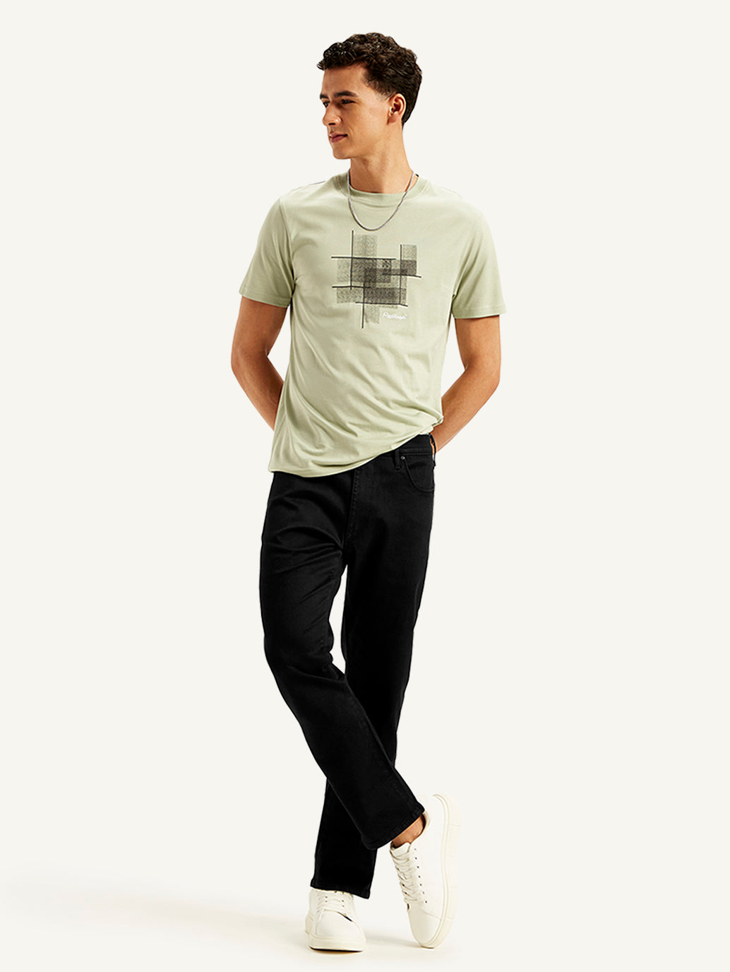 Men's Redloop 513 Black Slim Straight Fit Mid Rise Jeans