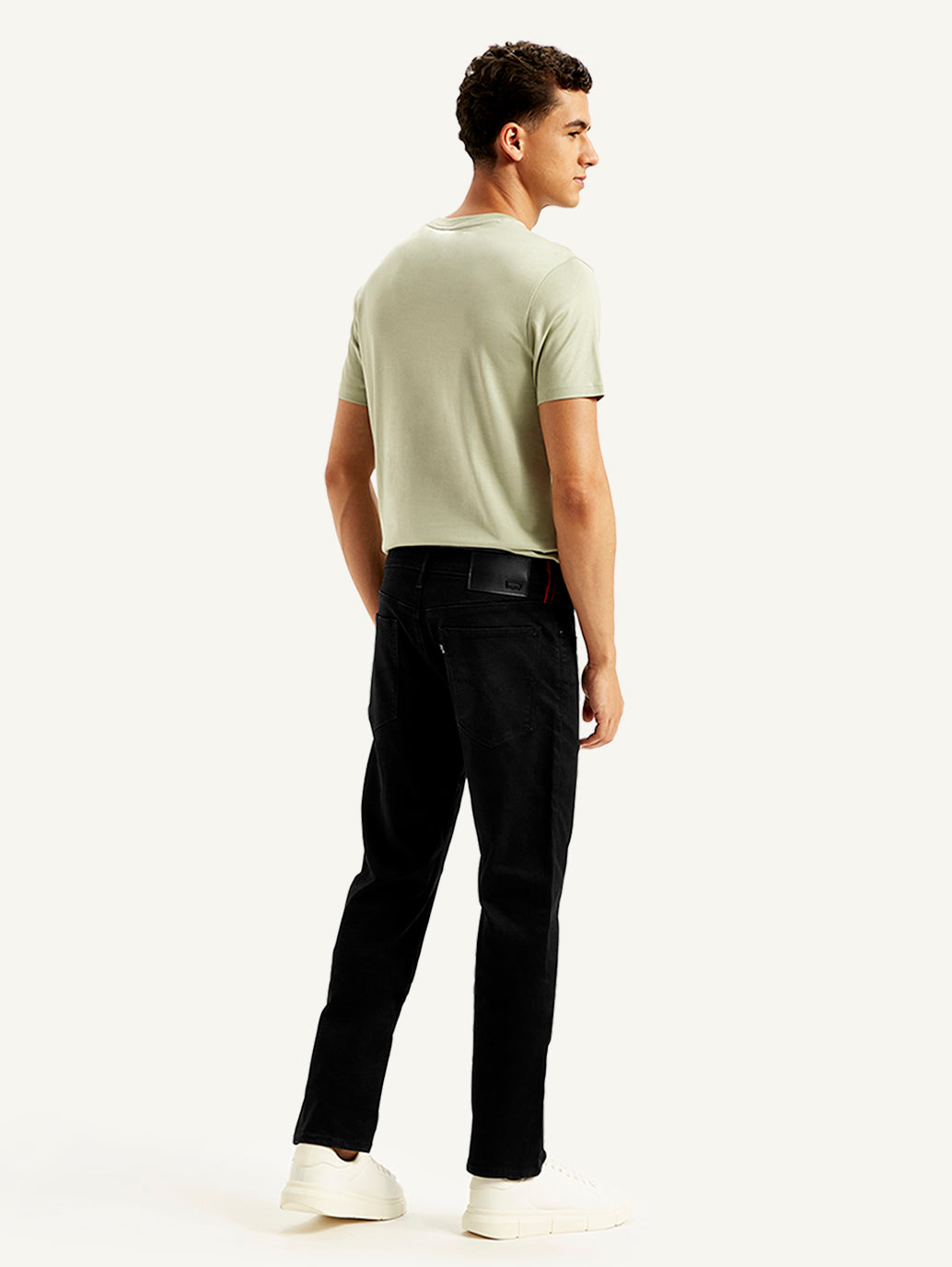 Men's Redloop 513 Black Slim Straight Fit Mid Rise Jeans - Back View