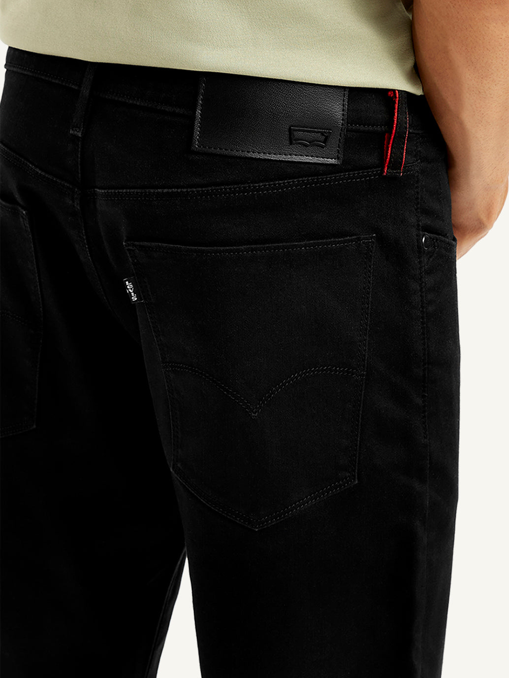 Men's Redloop 513 Black Slim Straight Fit Mid Rise Jeans - Detail View